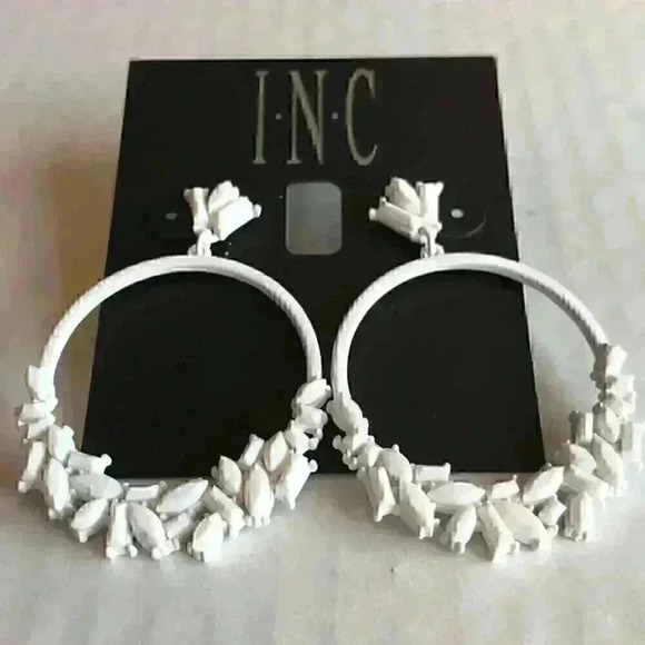 INC new Stone Cluster Drop Earrings in Whi… - Picture 3 of 8